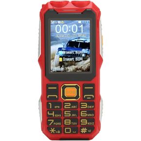 2G Unlocked Phone Retro Rugged Cell Phones for Seniors, 2.4in HD Screen, Dual SIM, Big, 16800mAh Battery, Support SOS Key Advanced Phone (Red)