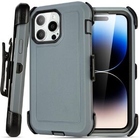for iPhone 14 Pro Max Case with Clip Belt Holster, Heavy Duty Military Grade Drop Protective Case for iPhone 14 Pro Max 6.7" case (Black+Orange)