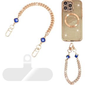MGQILING Metal Phone Charm, Luxury Gemstone Metal Buckle Wrist Strap, Hanging Accessory Anti-loss Phone Lanyard keychain