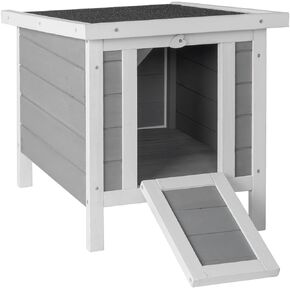 Cat House Outside, Weatherproof Wooden Bunny Rabbit Cat Hutch Outdoor Pet Cage Shelter Feral Cat House, Small Pet House and Habitats