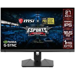 MSI QHD Rapid-IPS Gaming Non-Glare Super Narrow Bezel 1ms 2560 x 1440 165Hz Refresh Rate Adjustable Arm G-Sync Compatible 27" Gaming Monitor (Optix MAG274QRF), Black