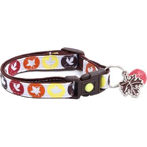 Fall Thanksgiving Cat Collar with Bell | Safety Breakaway Collar | Adjustable Large Size or Kitten Collar (Orange Leaves, Small(10lbs & Less))