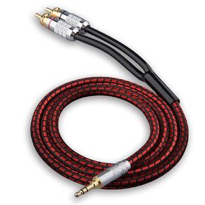 Audiophile High Purity Copper Audio Cable 3.5mm Male to 2 RCA/Phono Male Audio Auxiliary Gold-Plated Stereo HiFi Y Splitter Adapter Cable (Right Angle 3.5mm to 2 RCA, 6.5ft/2m)