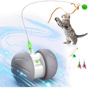 Cat Toys Interactive with Strong Power Fast Rolling on Rug, Motion Activated Cat Toys Robot Rechargeable