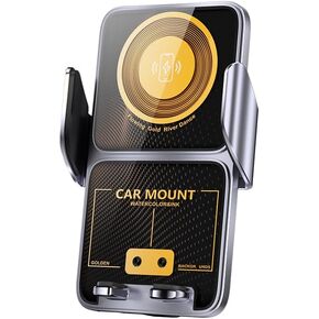 Wireless Car Charger, Car Mount Wireless Charger, 15W QI Fast Charging, Auto Clamping, Air Vent Holder Included, Phone Charger for Car, Wireless Charger for car (Black)