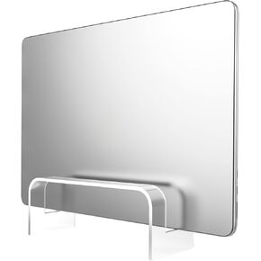 NiHome Clear Acrylic Vertical Laptop Stand, Compatible with Laptops and Tablets up to 2.8cm Thick, Space-Saving, Stylish and Scratch-Resistant Design, Secure with Anti-Slip Silicone Pads (Small)