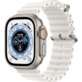 Apple Watch Ultra [GPS + Cellular 49mm] Titanium Case with White Ocean Band, One Size (Renewed Premium)