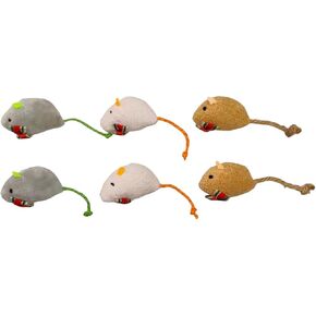 6-Pack Catnip Mice Toys with Gold Christmas Bows - Holiday Plush Mouse Set for Cats, Interactive and Festive Cat Toys