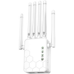 2024 New WiFi Extender/Repeater Signal Booster, WiFi Repeater with Ethernet Port, 6 Antennas 360° Full Coverage 11000 Square Feet for 35+ Devices Home WiFi Repeater Extender, One-Click Settings