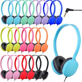 20 Pack Classroom Headphones Bulk for School Students Kids Children Headsets Classroom Earphones for Chromebook Computer Laptop and More Mixed Colors