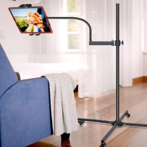 wishacc Rolling Floor Stand Cart Kiosk for Residential and Commercial use for iPads, iPad Mini, iPad Pro, Galaxy, Nexus, Surface Pro, Fire, and Other Tablets and eReaders