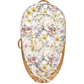 Baby Lounger Cover for Newborn Girls Boys, HNHUAMING 100% Cotton Replaceable Infant Nest Cover, Ultra Soft & Breathable Portable Lounger Slipcover, Covers Only (Floral, Purple) in Kuwait