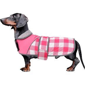 Warm Quilted Dachshund Winter Coat-Red Waterproof Dog Jacket with Outdoor Dog Apparel,Reflective Piping,Adjustable Straps,Cozy Outdoor Apparel for Medium to Large Dogs-Warm and Windproof Pet Clothing
