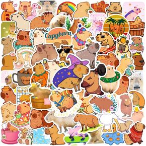 ملصقات Kawaii Capybara 100 قطعة من ملصقات الحيوانات اللطيفة المضحكة من الفينيل ملصقات مقاومة للماء لزجاجة المياه والكمبيوتر المحمول والأمتعة على الجليد والجيتار وسجل القصاصات وملصقات الهاتف هدايا للمراهقات والفتيات والأطفال البالغين