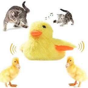 Cat Toys Rechargeable Flapping Duck, 2024 New Flapping Duck Cat Toy, Touch Activated Kitten Plush Toy Interactive Cat Exercise Toys with Lifelike Quacking Sound