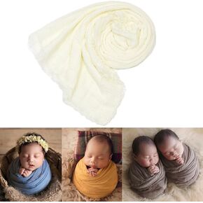 Zeroest Newborn Photoshoot Wraps Photography Props Fringed Wraps for Baby Boys Girls Infant Photo Props Blanket (Tan)