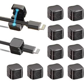 12 Pack Magnetic Cable Clamps, Desktop Organizer, Electrical Power Cord Holder, Bedside Table Telephone Line Bracket, Office Desk Organizer, and Accessories for Home,Office,Car,Desk,Nightstand