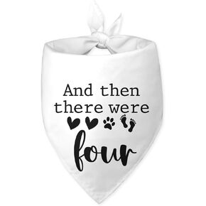 and Then There were Four Baby Announcement Dog Bandana New Baby Gift White Dog Bandana Baby Announcement Photo Props Pet Scarf Accessories for Pet Dog Lovers Gifts