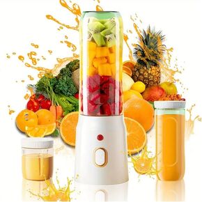 500ml Portable White Color Dual Juicing Cup Blender for Juices and Smoothies, Coffees, 40W Reacharable Juicer with 1500mAh Battery, for Shakes and Smoothies- Twin Cup Set
