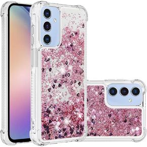for Samsung Galaxy A15 5G Case Clear Shockproof Glitter Silicone Quicksand Floating Liquid TPU Shell Wemen Girls Protective Bumper Case for Galaxy A15 5G Phone Case, Purple Love