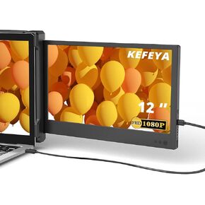 Laptop Screen Extender, Portable Monitor for Laptop 12" Full HD IPS Display, Dual Monitor Extender Compatible with 13-16 Inch Windows, Chrome & Mac