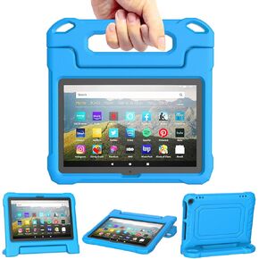 Fire HD 8 & Fire HD 8 Plus Tablet Case for Kids(12th/10th Gen, 2024/2022/2020) - DJ&RPPQ Lightweight Shockproof Cover with Handle Stand for Fire HD 8/Plus/Kids/Pro Tablet Also for Sony Nokia - Blue