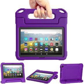 Fire HD 8 & Fire HD 8 Plus Tablet Case for Kids(12th/10th Gen, 2024/2022/2020) - DJ&RPPQ Lightweight Shockproof Cover with Handle Stand for Fire HD 8/Plus/Kids/Pro Tablet Also for Sony Nokia - Blue