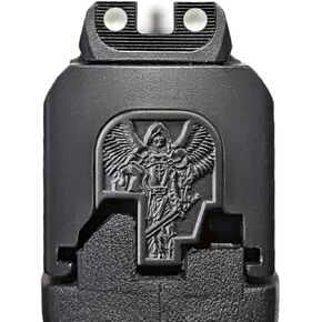 Milspin Slide Back Plate Compatible with Smith and Wesson M&P Shield Subcompact | Deep Engraved | Veteran Made in USA (Blacked Out 3D St. Michael)