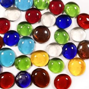 0.5LB/50pcs Flat Glass Marbles Vase Fillers, Gemstone Vase Fillers Beads Decorative Blue Mixed Glass Pebbles Floral Fish Tank Rocks for Vases Table Scatter Aquarium Decoration