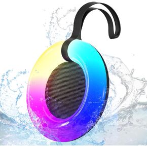 IPX7 Waterproof Speaker with Dynamic LED Light,Bluetooth Shower Speaker,Portable Bluetooth Speakers,Floating, True Wireless Stereo for Outdoor/Pool/Beach,BT5.3/TF-Card,Ideal Gifts(Black)