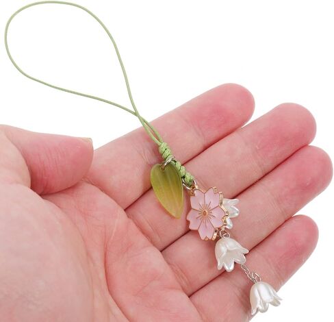 4Pcs Pink Flower Cell Phone Strap Flower Phone Charm, Cute Keychain Lanyard String Charm,Car Key Hanging Pendants Decor,Tulip Keychain String Ornament Cell Phone Charms for Purse Backpack Wallet in Saudi Arabia