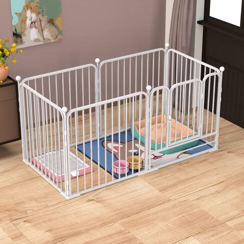 Dog Pen Pet Playpen Panel Pen Bunny Fence Indoor Outdoor Fence Playpen Heavy Duty Exercise Pen Dog Crate Cage Kennel(White) in Saudi Arabia