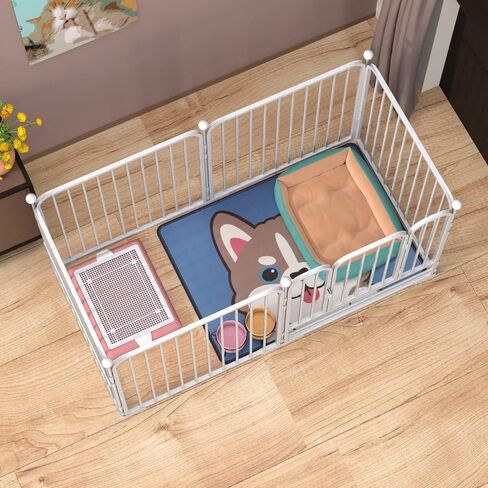 Dog Pen Pet Playpen Panel Pen Bunny Fence Indoor Outdoor Fence Playpen Heavy Duty Exercise Pen Dog Crate Cage Kennel(White) in Saudi Arabia
