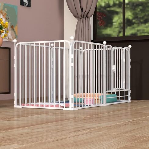 Dog Pen Pet Playpen Panel Pen Bunny Fence Indoor Outdoor Fence Playpen Heavy Duty Exercise Pen Dog Crate Cage Kennel(White) in Saudi Arabia