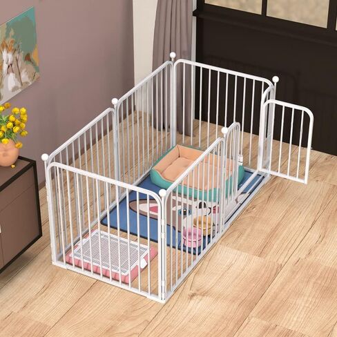 Dog Pen Pet Playpen Panel Pen Bunny Fence Indoor Outdoor Fence Playpen Heavy Duty Exercise Pen Dog Crate Cage Kennel(White) in Saudi Arabia