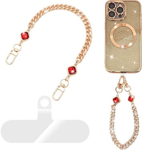 MGQILING Metal Phone Charm, Luxury Gemstone Metal Buckle Wrist Strap, Hanging Accessory Anti-loss Phone Lanyard keychain in Saudi Arabia