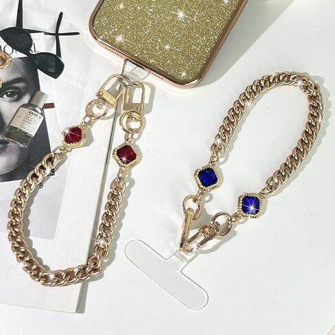 MGQILING Metal Phone Charm, Luxury Gemstone Metal Buckle Wrist Strap, Hanging Accessory Anti-loss Phone Lanyard keychain in Saudi Arabia