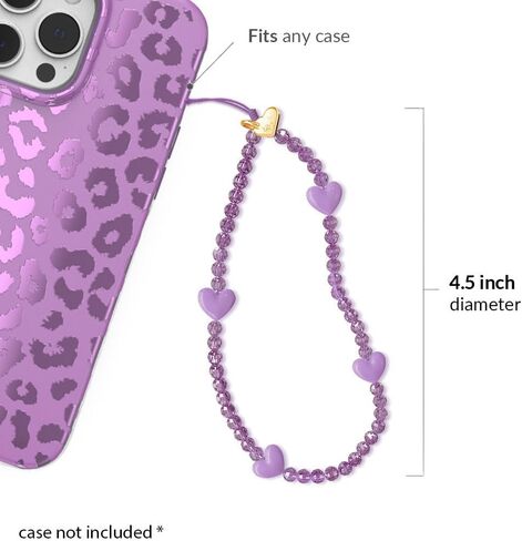 Velvet Caviar Phone Charm Wrist Strap - Cute Beaded Cellphone Wristlet - Lanyard Accessory for Women - Fits all Phone Cases including iPhone 15 Pro Max / 14 Pro Max / 13 Pro Max / 12 (Purple Hearts) in Kuwait