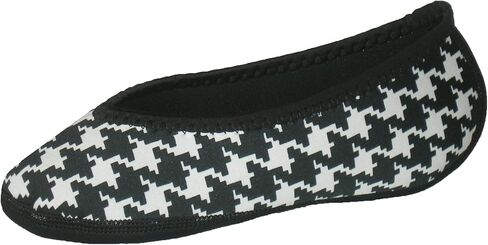 Women's Ballet Flat Slipper, Black and White Retro, Medium in Saudi Arabia