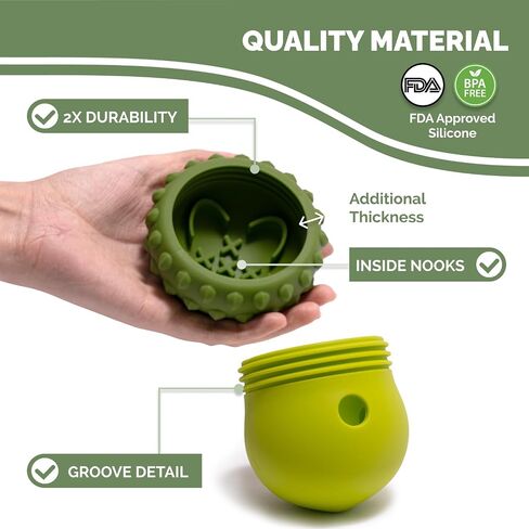 POPUPJOYS Dog Puzzle Toy Dispenser - Interactive Dog Toys for Large & Medium Breeds - Mental Stimulation Ball with Detachable Lid - Food-Grade Silicone Toy for Stress Reduction in Saudi Arabia