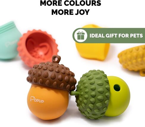 POPUPJOYS Dog Puzzle Toy Dispenser - Interactive Dog Toys for Large & Medium Breeds - Mental Stimulation Ball with Detachable Lid - Food-Grade Silicone Toy for Stress Reduction in Saudi Arabia