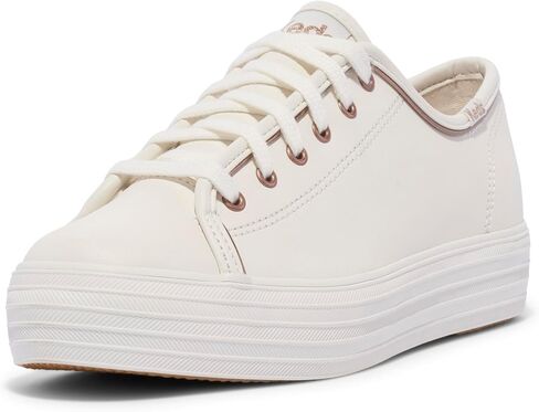Keds Women's Triple Kick Leather Sneaker, White/Black Bottom Foxing Stripe, 7.5 in Saudi Arabia