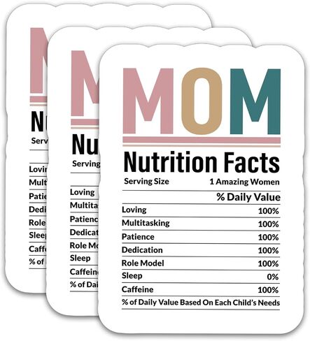 (3Pcs) Mom Nutrition Facts Sticker Retro Colors Mom Sticker Perfect for Moms Mama Mother Grandma Mother's Day – Waterproof Vinyl Decal For Book Laptops Phones Tumblers Water Bottles, Size 3 x 2.1 Inch in Saudi Arabia