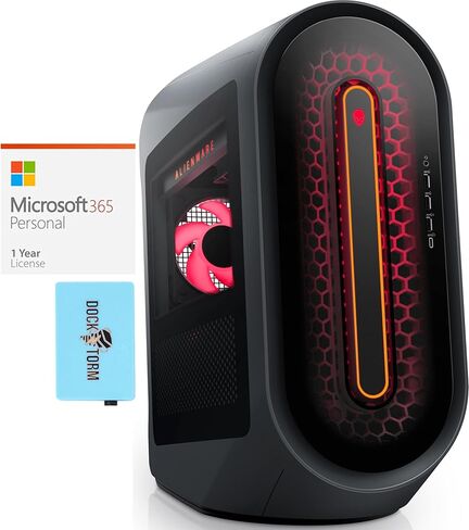 الكمبيوتر المكتبي Alienware Aurora R15 المخصص للألعاب (AMD Ryzen 7 7700X 8-Core، و16GB DDR5 4800MHz RAM، و1TB PCIe SSD، وGeForce RTX 4070 Ti، وWiFi، وBluetooth، وWin 11 Pro) مع MS 365 Personal، Dockztorm Hub in Kuwait