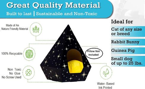 Eco-Friendly Cat Bed Teepee Very Sturdy Fits Large Rabbit And Cat At Any Size | Pillow Not Included in Saudi Arabia