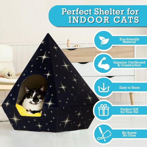 Eco-Friendly Cat Bed Teepee Very Sturdy Fits Large Rabbit And Cat At Any Size | Pillow Not Included in Saudi Arabia