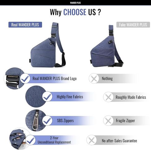 WANDER PLUS® Anti Theft Crossbody Bag, Shoulder Bag Anti-theft Design for Travel, Sport, Work in Kuwait