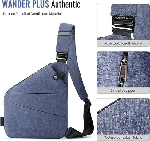 WANDER PLUS® Anti Theft Crossbody Bag, Shoulder Bag Anti-theft Design for Travel, Sport, Work in Kuwait