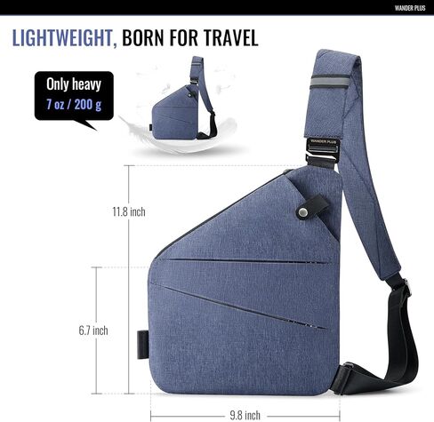 WANDER PLUS® Anti Theft Crossbody Bag, Shoulder Bag Anti-theft Design for Travel, Sport, Work in Kuwait