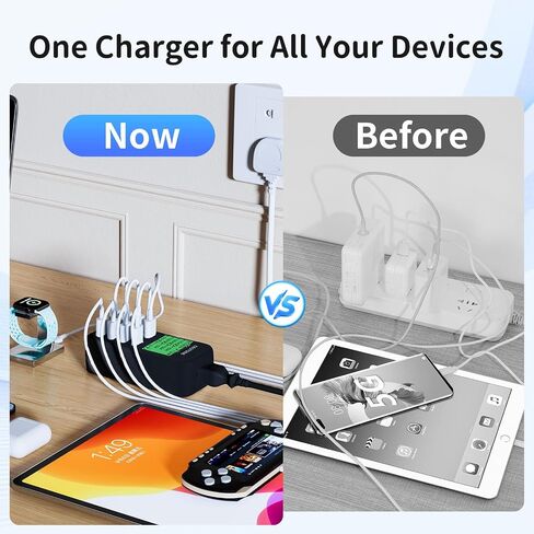 USB Charging Station,60W/12A 8-Port USB Desktop Charger, LCD Display for Multiple Devices Charging,Wall Charger,Compatible with Mobile Phones,Tablets, Headphones,Game Controller and More (Black) in Saudi Arabia